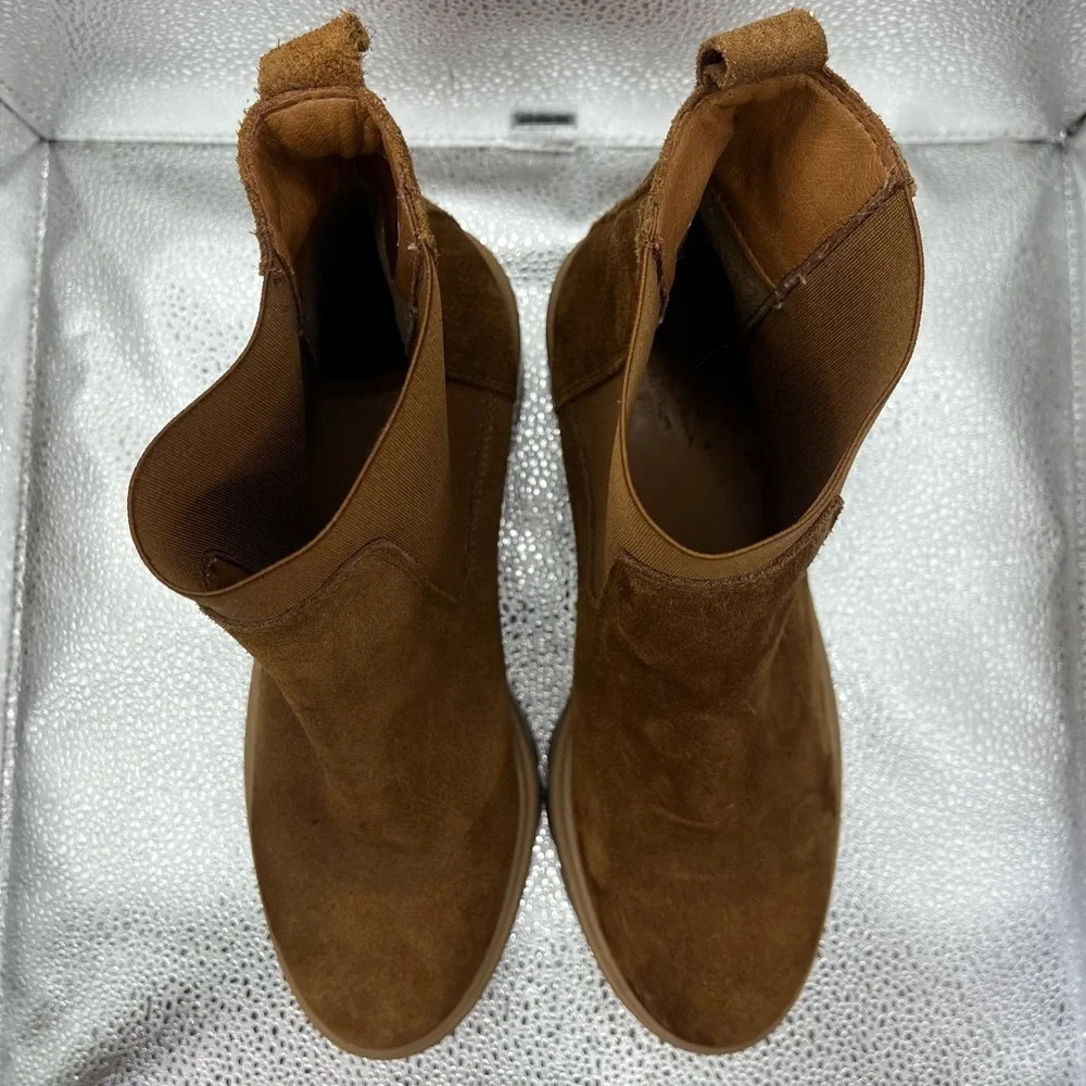 Antonio de Faria Women's Tara Brown Leather Suede Chelsea Boot Sz 9